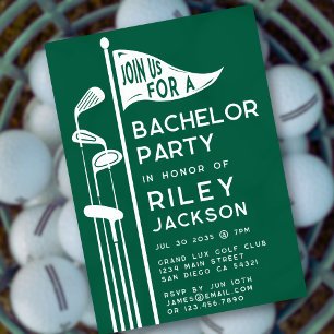 Classic Golf Clubs Retirement Party Green Invitation