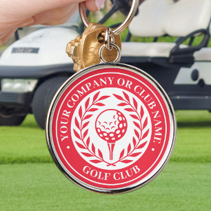 Classic Golf Keychain Custom Name Red