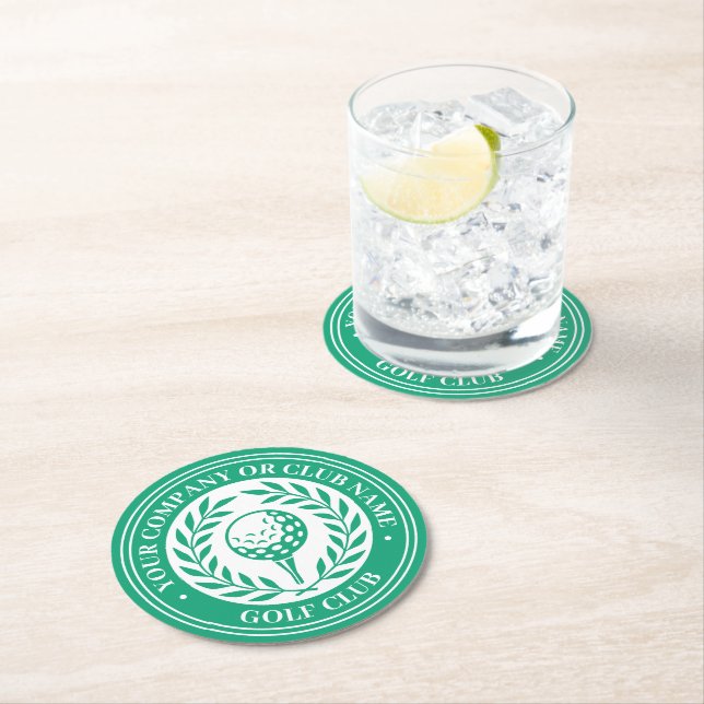 Classic Golf Paper Coaster Set Custom Name Green (Insitu)