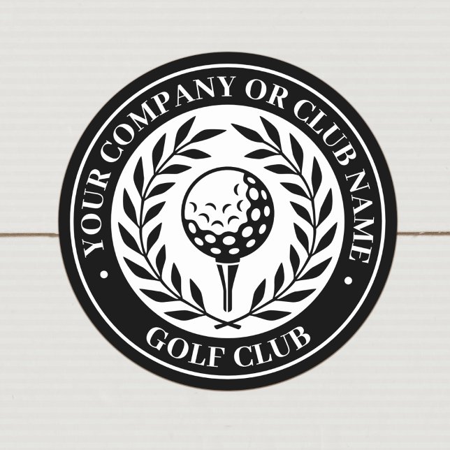 Classic Golf Personalised Name Black Classic Round Sticker (Creator Uploaded)