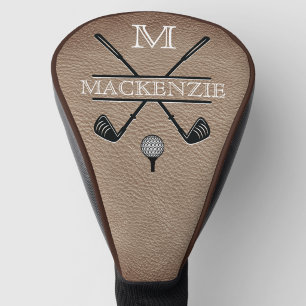 Classic Golf Player Monogram Brown Head Cover