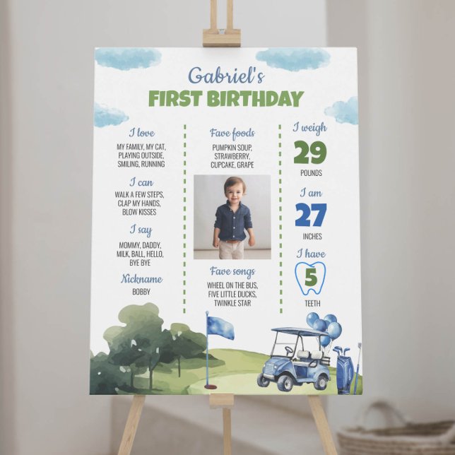 Classic Golf Theme Boy 1st Birthday Milestone Sign (Creator Uploaded)