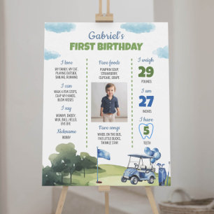 Classic Golf Theme Boy 1st Birthday Milestone Sign
