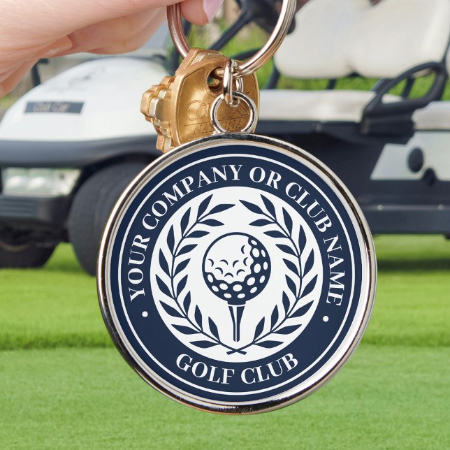 Classic Golf Victory Wreath Custom Name Navy Key Ring (Creator Uploaded)