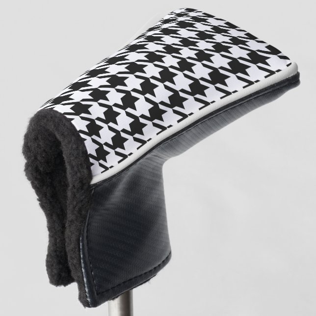 Classic Golfer Black Pepita Houndstooth Pattern  Golf Head Cover (3/4 Front)
