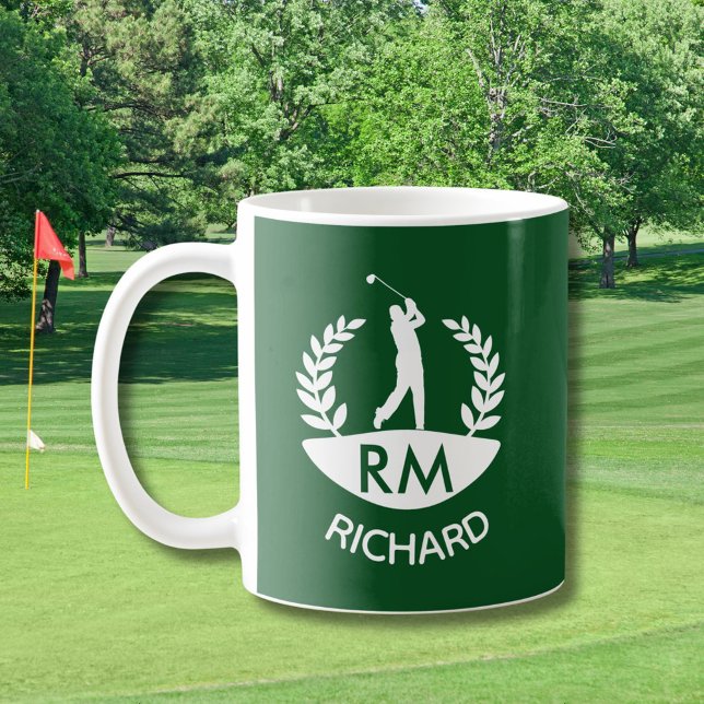CLASSIC GOLFER MONOGRAM NAME COFFEE MUG (Creator Uploaded)