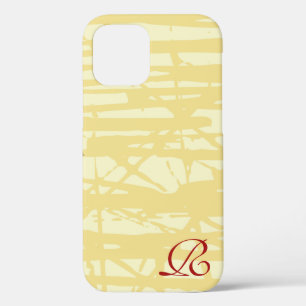 Classic Gols Beige Elegant Grey Red Text iPhone 12 Case