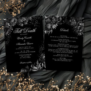 Classic Gothic Black 'Till Death Wedding Details Invitation