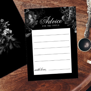 Classic Gothic Black Wedding Advice Card