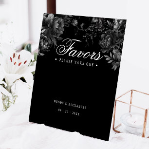 Classic Gothic Black Wedding Favours Pedestal Sign