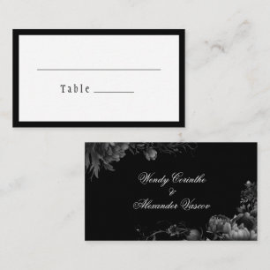 Classic Gothic Black Wedding Flat Place Card