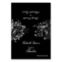Classic Gothic Black Wedding Foldable Place Card