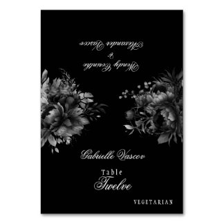 Classic Gothic Black Wedding Foldable Place Card