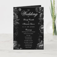Classic Gothic Black Wedding Folded Program