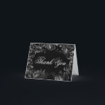 Classic Gothic Black Wedding Folded Thank You Card<br><div class="desc">Introducing the timeless allure of our Classic Gothic Black Wedding Folded Thank You Card design, where elegance meets the ethereal. An enchanting touch of dark romance adorned with intricate botanical motifs, featuring black backgrounds embellished with lush peonies and delicate roses that exude a moody sophistication perfect for your special day....</div>