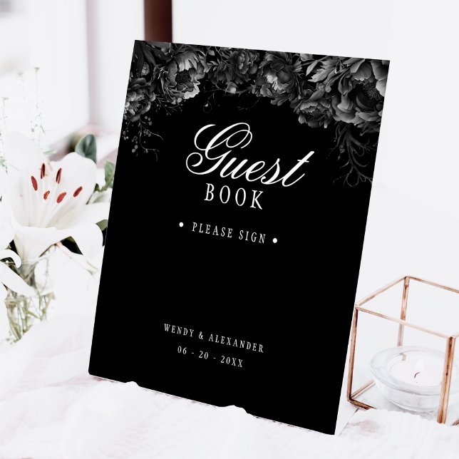 Classic Gothic Black Wedding Guest Book Pedestal S Pedestal Sign (Creator Uploaded)