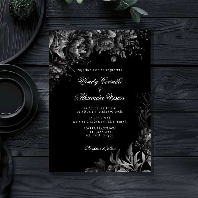 Classic Gothic Black Wedding Invitation (Creator Uploaded)