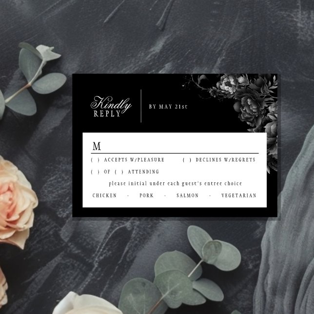 Classic Gothic Black Wedding Response Card (Creator Uploaded)