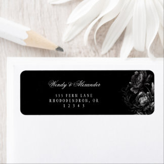 Classic Gothic Black Wedding Return Address Label