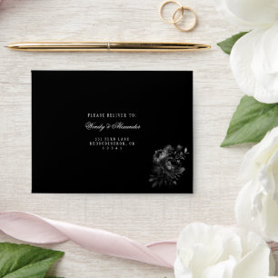 Classic Gothic Black Wedding RSVP Self-Addressed Envelope