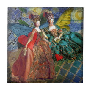 Classic Gothic Gemini Whimsical Butterfly Woman Ceramic Tile