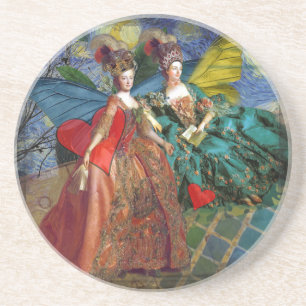 Classic Gothic Gemini Whimsical Butterfly Woman Coaster