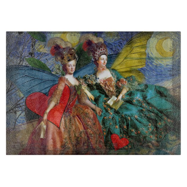 Classic Gothic Gemini Whimsical Butterfly Woman Cutting Board (Front)
