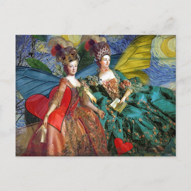 Classic Gothic Gemini Whimsical Butterfly Woman Postcard (Front)