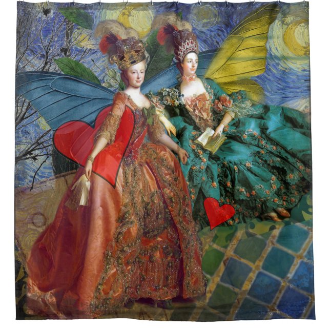 Classic Gothic Gemini Whimsical Butterfly Woman Shower Curtain (Front)