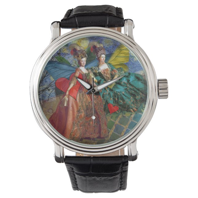 Classic Gothic Gemini Whimsical Butterfly Woman Watch (Front)