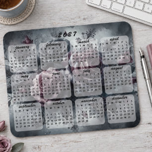 Classic Gothic Style Floral Bouquet 2027 Calendar Mouse Pad