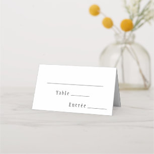 Classic Gothic White Menu Choice Folded Place Card