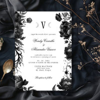 Classic Gothic White Moon Monogram Wedding