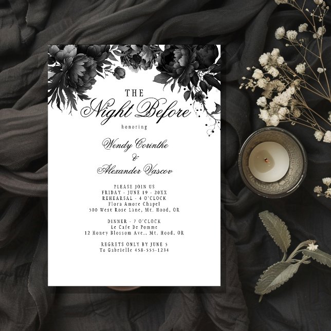 Classic Gothic White Night Before Rehearsal Dinner Invitation (Creator Uploaded)