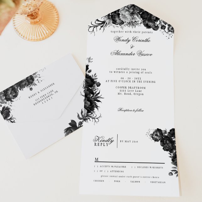 Classic Gothic White Wedding All In One Invitation (Creator Uploaded)