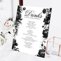 Classic Gothic White Wedding Drinks Menu