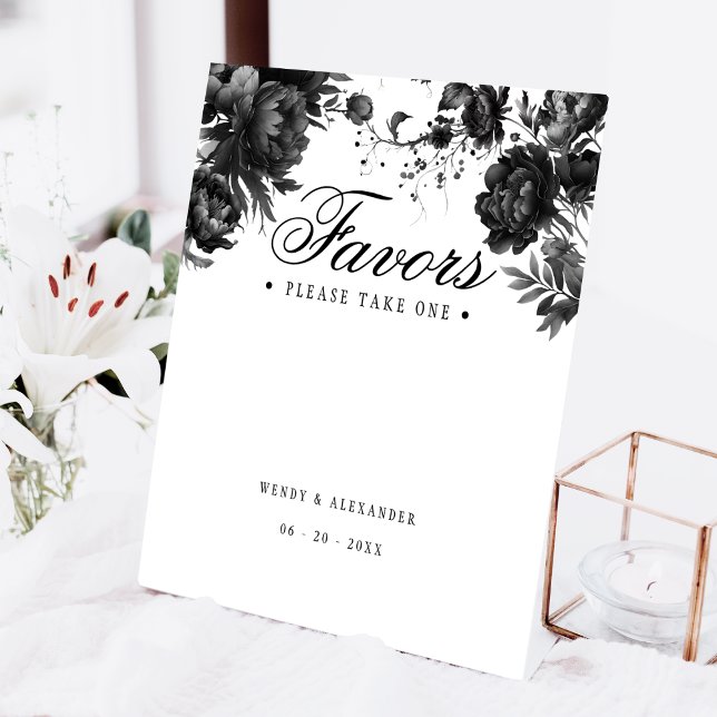 Classic Gothic White Wedding Favours Pedestal Sign (Creator Uploaded)