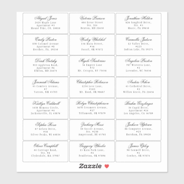 Classic Gothic White Wedding Guest Address Sticker (Sheet)