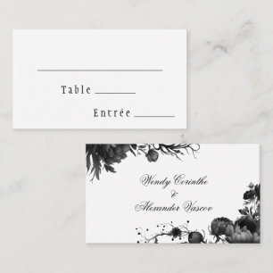 Classic Gothic White Wedding Menu Choice Flat Place Card