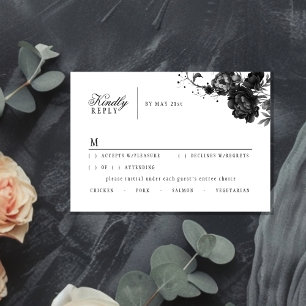 Classic Gothic White Wedding Response Card