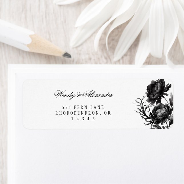 Classic Gothic White Wedding Return Address Label (Insitu)