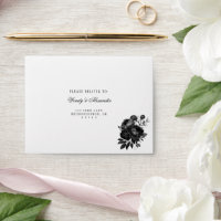 Classic Gothic White Wedding RSVP Self-Addressed