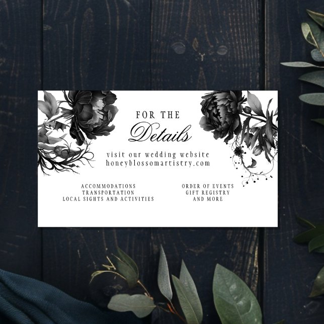 Classic Gothic White Wedding Website Enclosure Card (Creator Uploaded)