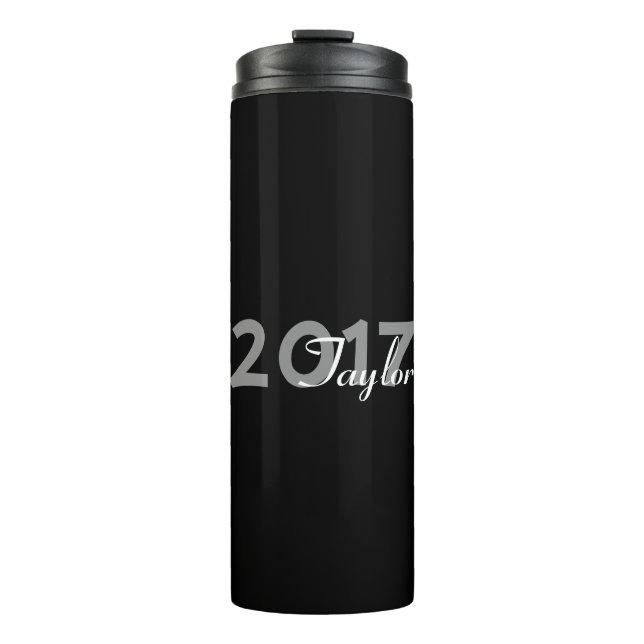 Classic Grad | Modern Black and White Simple Party Thermal Tumbler (Front)