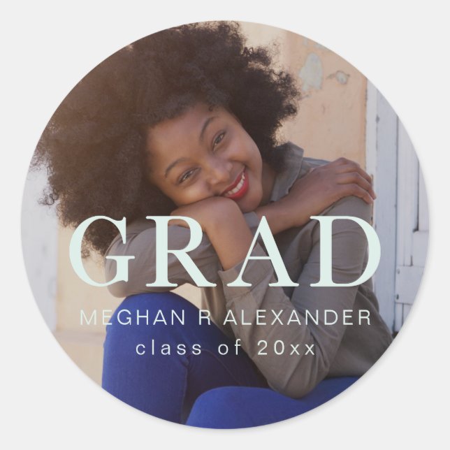 Classic Graduate Photo and Name Sticker (Front)