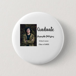 Classic graduation add photo name class year schoo 6 cm round badge