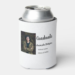 Classic graduation add photo name class year schoo can cooler