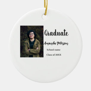Classic graduation add photo name class year schoo ceramic ornament