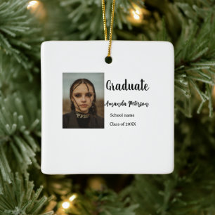 Classic graduation add photo name class year schoo ceramic ornament