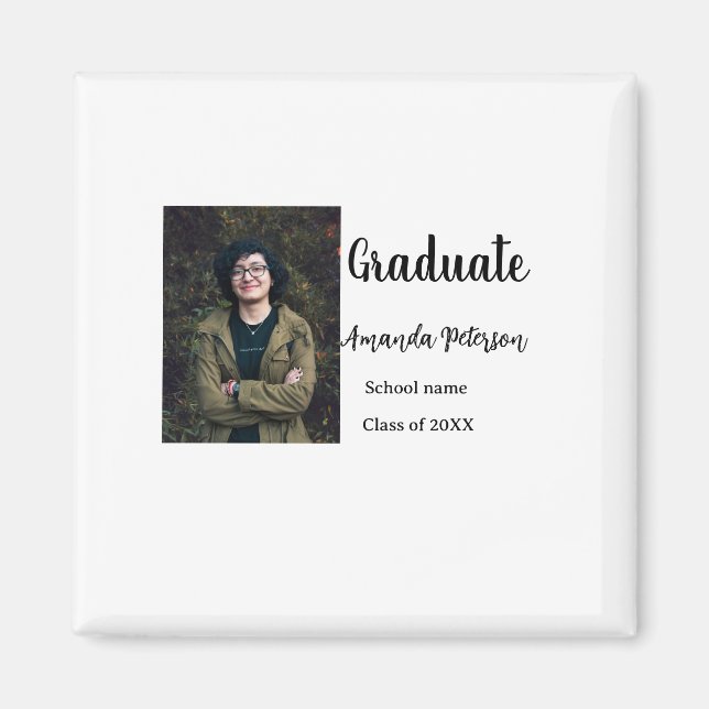 Classic graduation add photo name class year schoo magnet (Front)